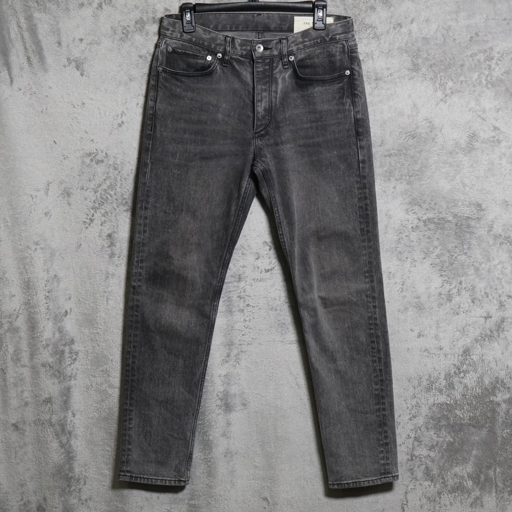 Rag & Bone Jeans Mens 30x30 Greyson Gray Fit 2 Slim Denim Faded Whiskering